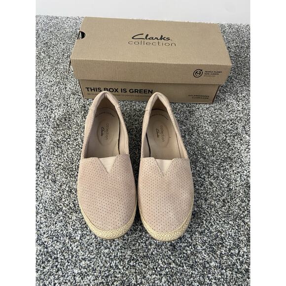 Clarks Elaina Ruby Espadrille Pewter Pink Leather Loafer Shoes Women Size 6 - Picture 4 of 7